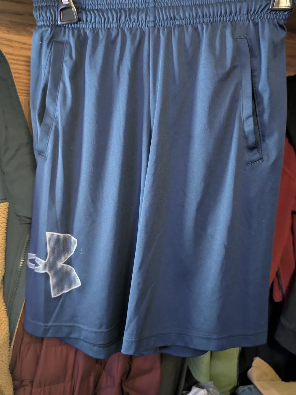 Under Armour Men's Deep Navy Athletic Shorts with White Logo